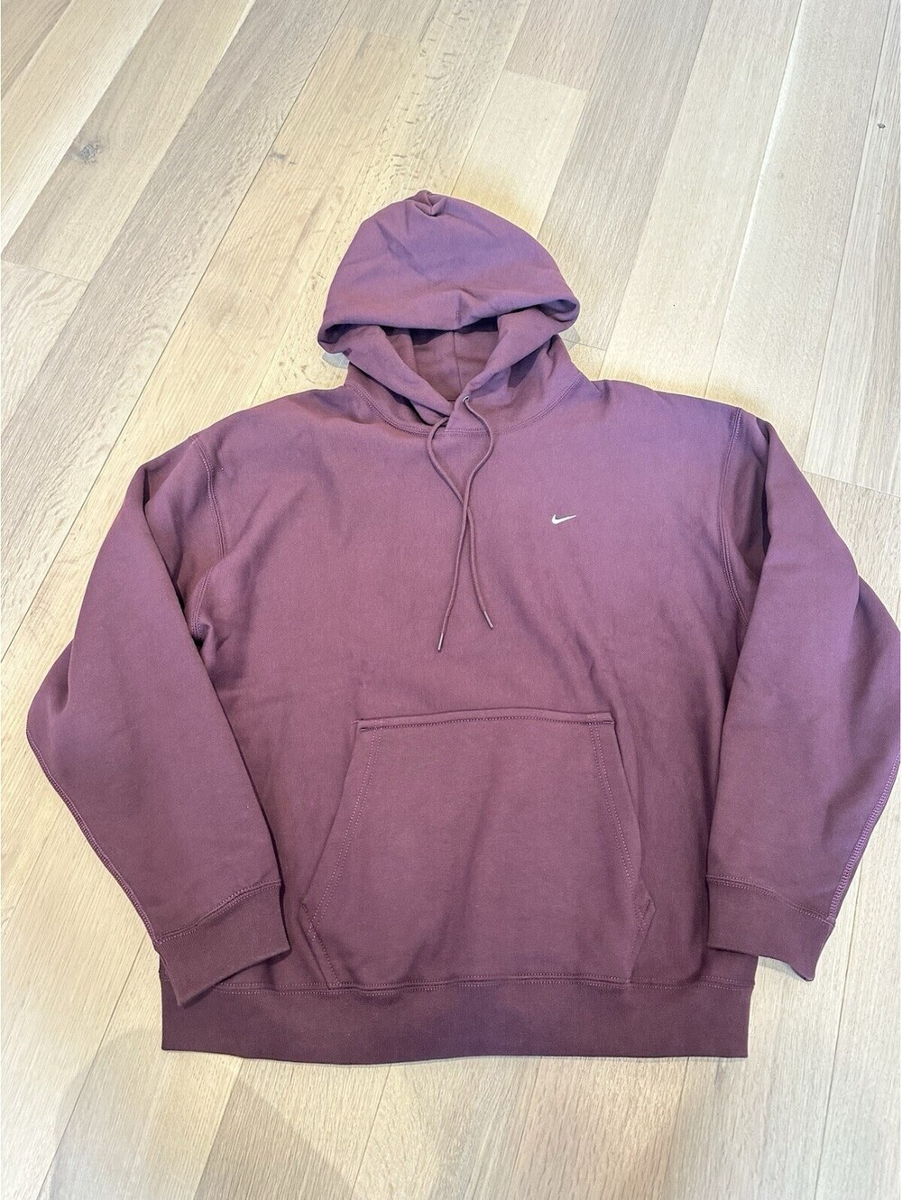Nike Burgundy Solo Swoosh Track Suit Set Men’s Hoodie L, Crewneck XL & Pants XL - Picture 6 of 8